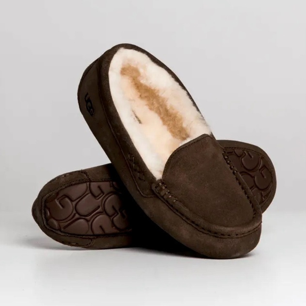 UGG suede and shearling slippers. 🤎